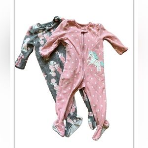 Unicorn & Poodle CARTERS Footed Pajamas Fleece Long Sleeve 18 Months Girls Pink